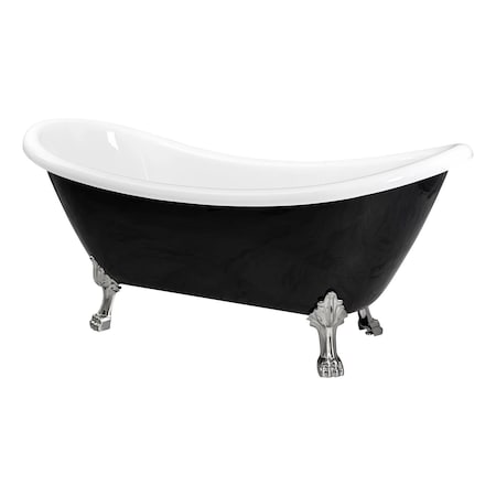 Castello Usa Daphne 59" Black Acrylic Clawfoot Tub With Brushed Nickel Feet CB-26-59-B-T-BN